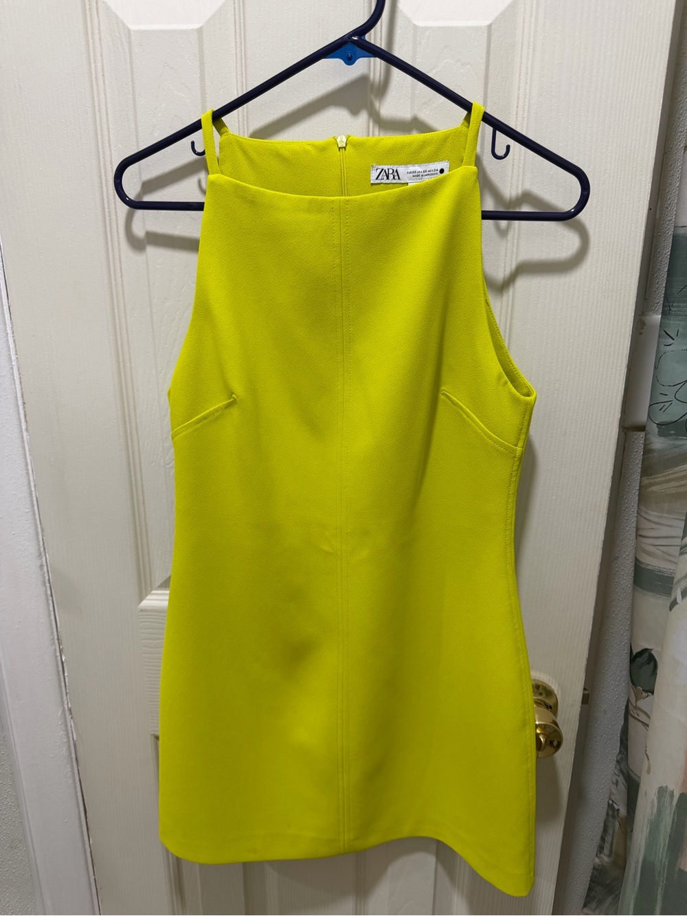 ZARA Bright Lime Sleeveless Mini Shift Dress